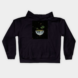 Floating Moon collage art Kids Hoodie